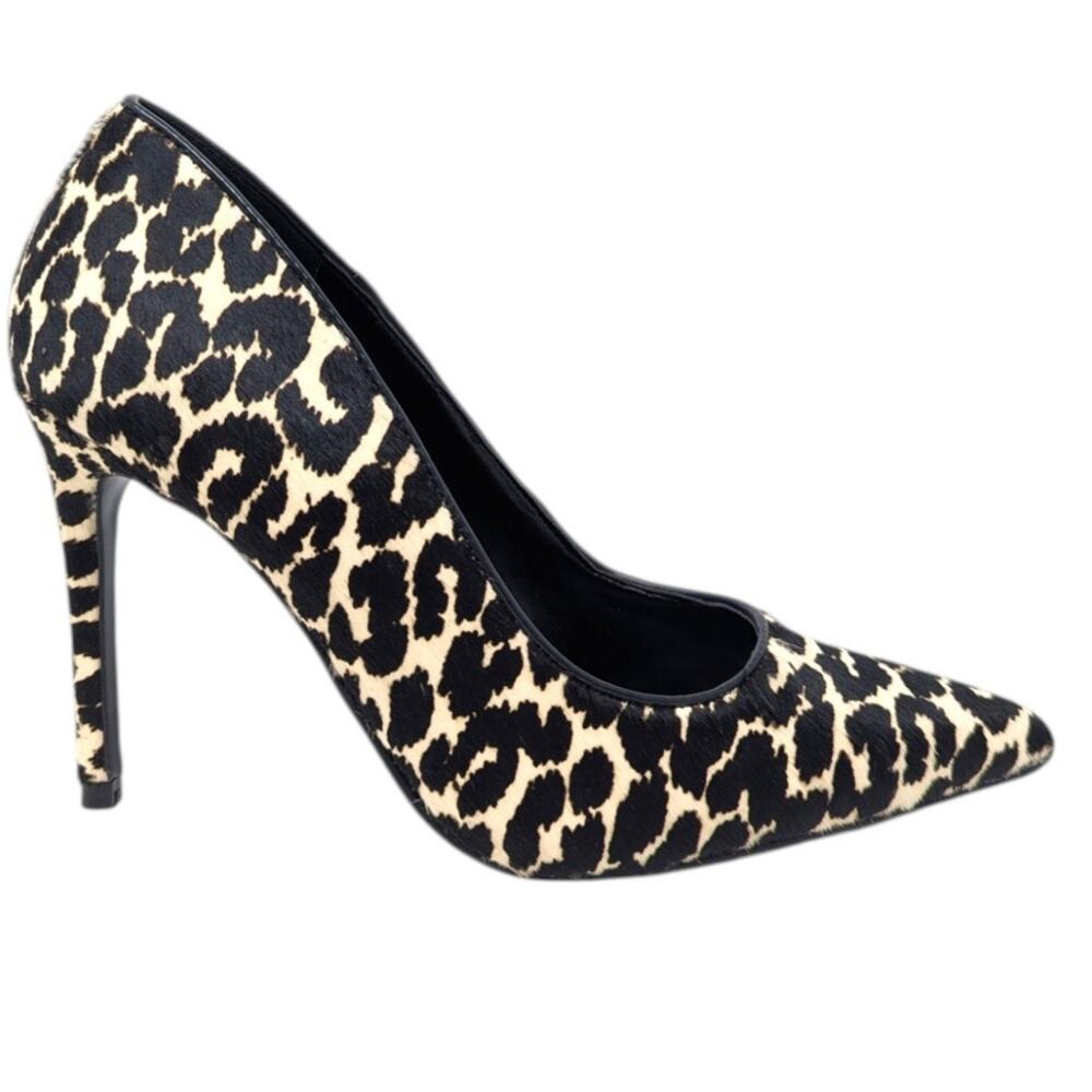 Nine West Leopard Print Pointed Toe Stiletto Pumps Heels Women 9.5 New Calf Hair